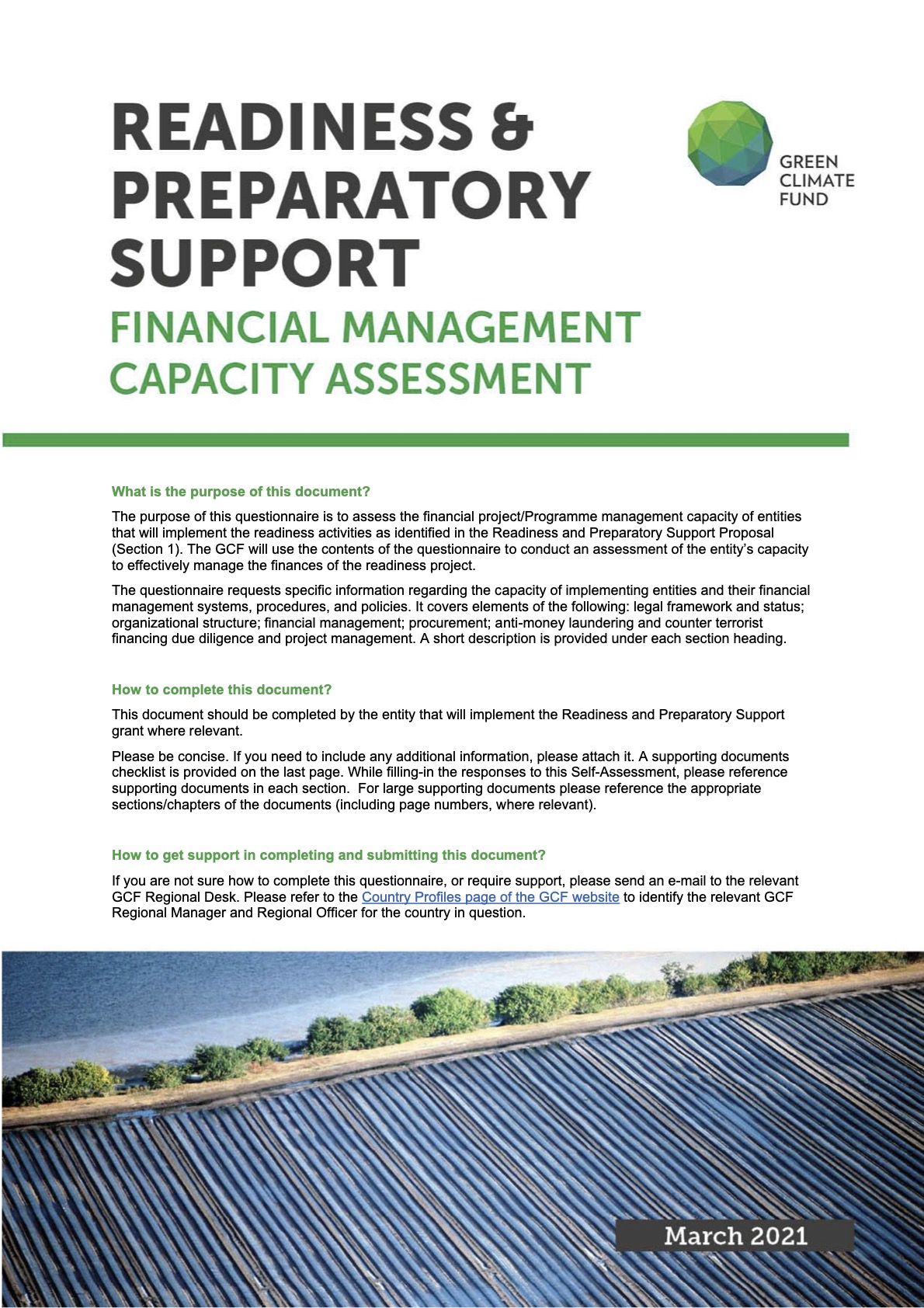 Document cover for Financial management capacity assessment template