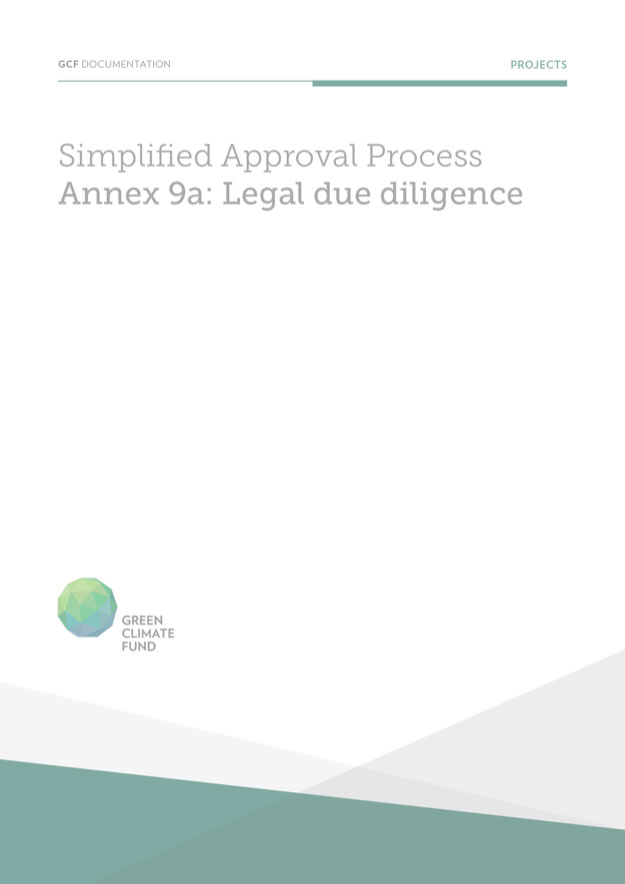 Document cover for Legal due diligence: Annex 9a for Simplified Approval Process Funding Proposals