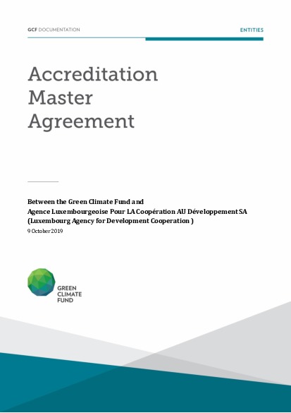 Document cover for Accreditation Master Agreement between GCF and LuxDev