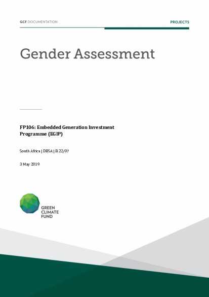 Document cover for Gender assessment for FP106: Embedded Generation Investment Programme (EGIP)