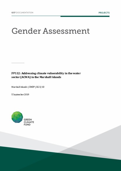 Download Gender assessment for FP112: Addressing climate vulnerability in the water sector (ACWA) in the Marshall Islands Document cover for Gender assessment for FP112: Addressing climate vulnerability in the water sector (ACWA) in the Marshall Islands