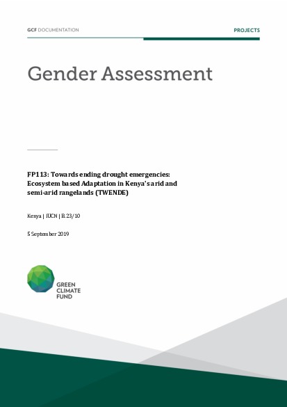 Download Gender assessment for FP113: Towards ending drought emergencies: Ecosystem based Adaptation in Kenya's arid and semi-arid rangelands (TWENDE) Document cover for Gender assessment for FP113: Towards ending drought emergencies: Ecosystem based Adaptation in Kenya's arid and semi-arid rangelands (TWENDE)