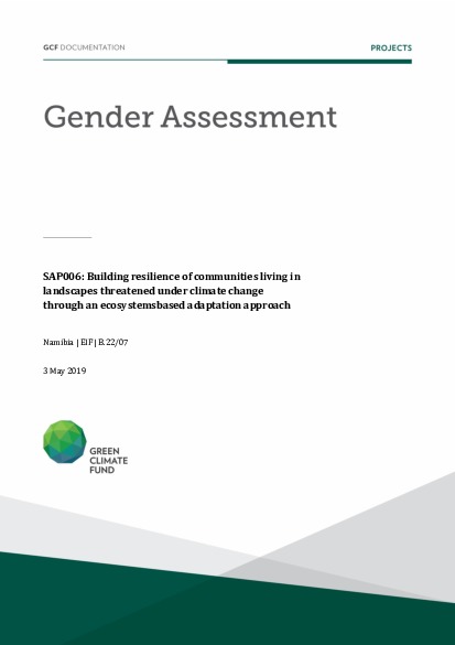 Document cover for Gender assessment for SAP006: Building resilience of communities living in landscapes threatened under climate change through an ecosystems-based adaptation approach
