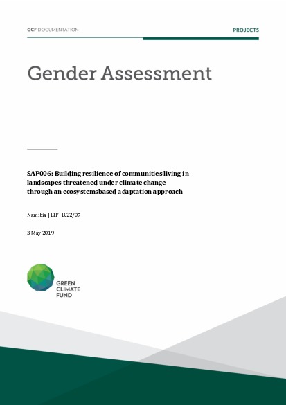 Download Gender assessment for SAP006: Building resilience of communities living in landscapes threatened under climate change through an ecosystems-based adaptation approach Document cover for Gender assessment for SAP006: Building resilience of communities living in landscapes threatened under climate change through an ecosystems-based adaptation approach