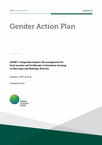 Download Gender action plan for SAP007: Integrated climate risk management for food security and livelihoods in Zimbabwe focusing on Masvingo and Rushinga Districts Document cover for Gender action plan for SAP007: Integrated climate risk management for food security and livelihoods in Zimbabwe focusing on Masvingo and Rushinga Districts