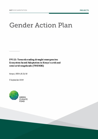 Document cover for Gender action plan for FP113: Towards ending drought emergencies: Ecosystem based Adaptation in Kenya's arid and semi-arid rangelands (TWENDE)