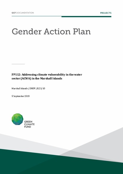 Document cover for Gender action plan for FP112: Addressing climate vulnerability in the water sector (ACWA) in the Marshall Islands