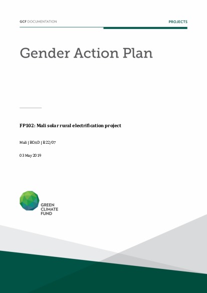 Document cover for Gender action plan for FP102: Mali solar rural electrification project