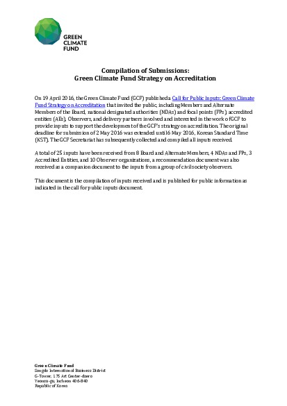 Download Compilation of submissions: Strategy on Accreditation Call for Public Input Document cover for Compilation of submissions: Strategy on Accreditation Call for Public Input