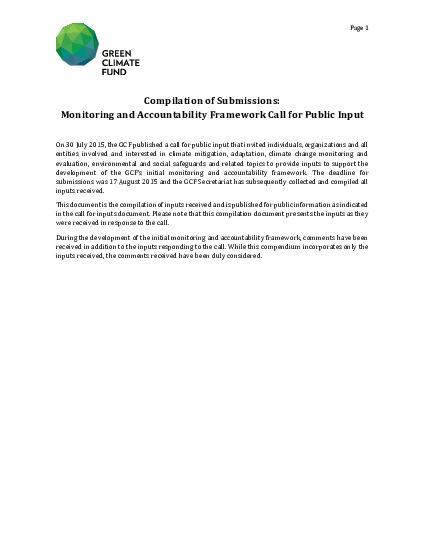 Download Compilation of submissions: Monitoring and Accountability Framework Call for Public Input Document cover for Compilation of submissions: Monitoring and Accountability Framework Call for Public Input