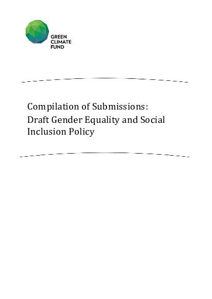 Document cover for Compilation of submissions: Draft Gender Equality and Social Inclusion Policy