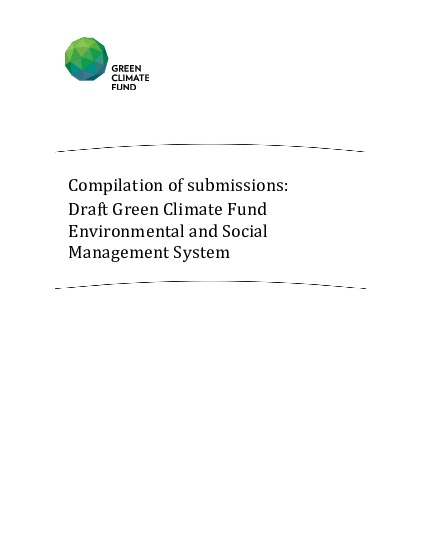 Document cover for Compilation of submissions: Draft GCF Environmental and Social Management System