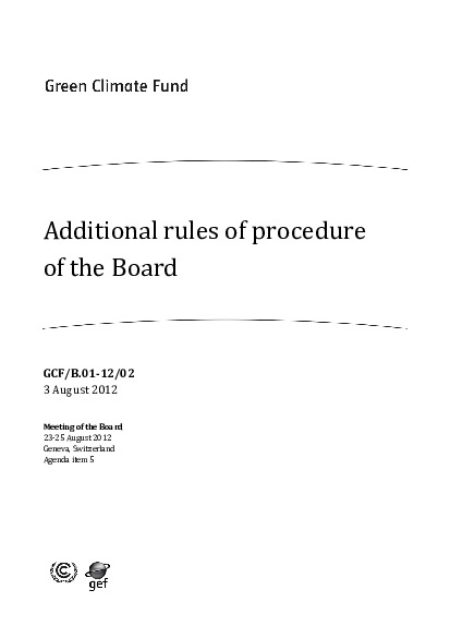 Document cover for Additional Rules of Procedure of the Board