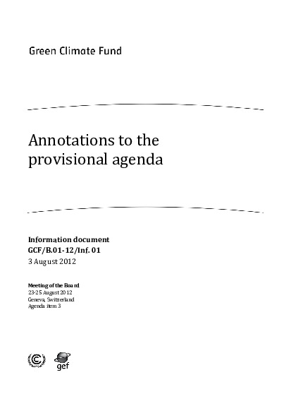 Document cover for Annotations to the Provisional Agenda