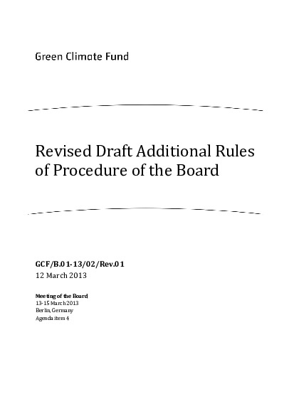 Document cover for Revised Additional Rules of Procedure of the Board