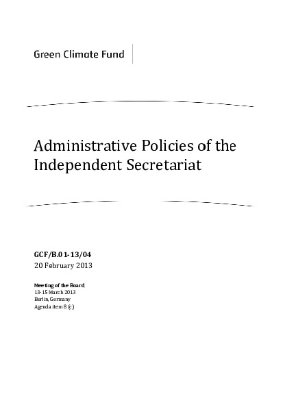Document cover for Administrative Policies of the Independent Secretariat