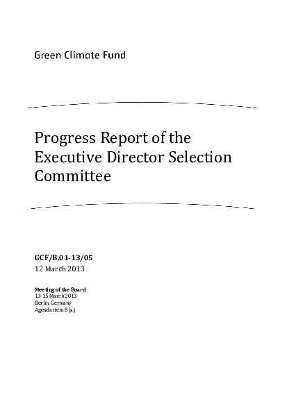 Document cover for Progress Report of the Executive Director Selection Committee