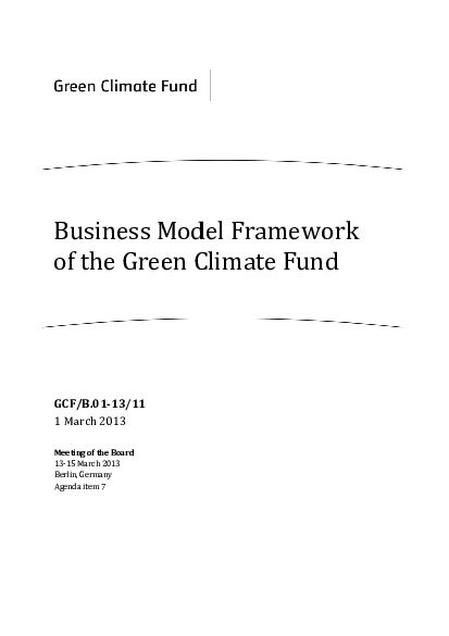 Document cover for Business Model Framework of the Fund