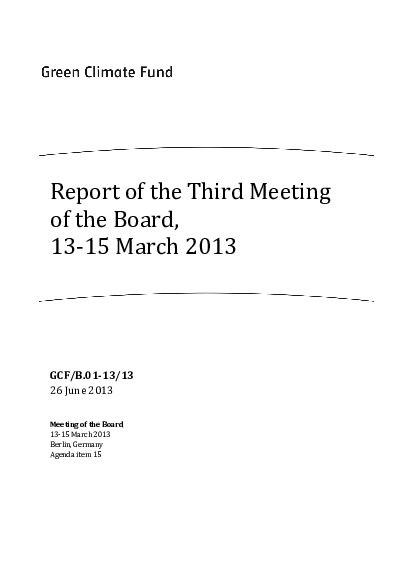 Document cover for Report of the Third Meeting of the Board, 13-15 March 2013