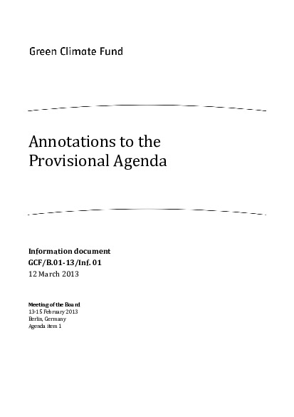 Document cover for Annotations to the Provisional Agenda