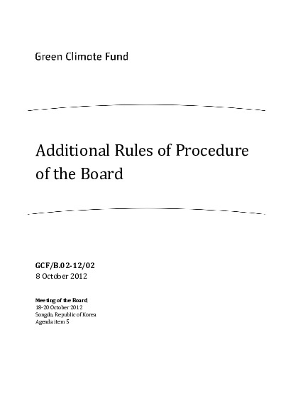 Document cover for Additional Rules of Procedure of the Board