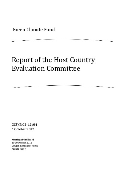 Document cover for Report of the Host Country Evaluation Committee