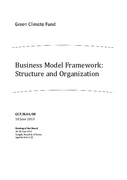 Document cover for Business Model Framework: Structure and Organization