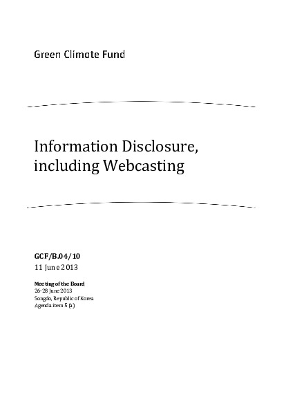 Document cover for Information Disclosure, including Webcasting