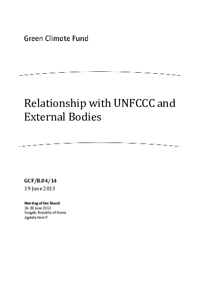 Document cover for Relationship with UNFCCC and External Bodies