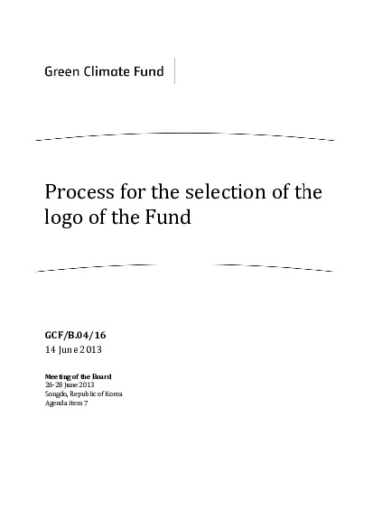 Document cover for Process for the Selection of the Logo of the Fund