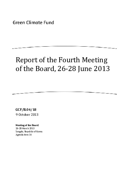 Document cover for Report of the Fourth Meeting of the Board, 26-28 June 2013