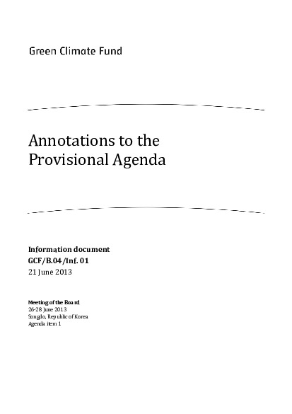 Document cover for Annotations to the Provisional Agenda
