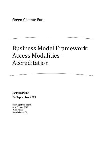 Download Business Model Framework: Access Modalities - Accreditation Document cover for Business Model Framework: Access Modalities - Accreditation