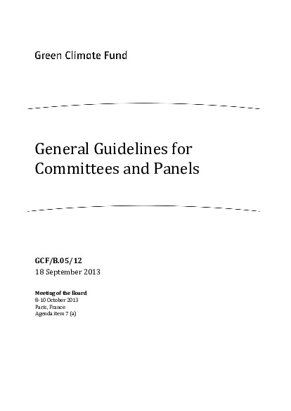 Document cover for General Guidelines for Committees and Panels