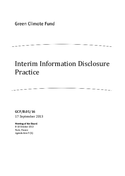 Document cover for Interim Information Disclosure Practice