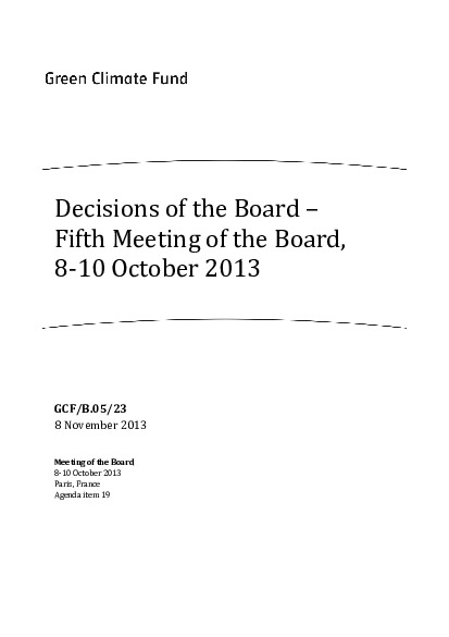 Document cover for Decisions of the Board - Fifth Meeting of the Board, 8-10 October 2013