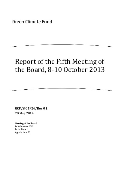 Document cover for Report of the Fifth Meeting of the Board, 8-10 October 2013