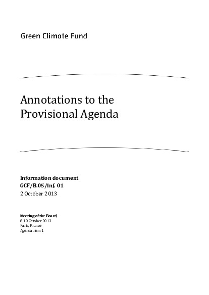 Document cover for Annotations to the Provisional Agenda