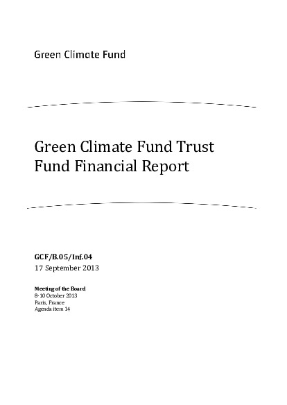 Document cover for Green Climate Fund Trust Fund Financial Report