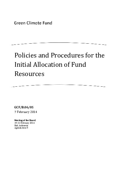 Document cover for Policies and Procedures for the Initial Allocation of Fund Resources