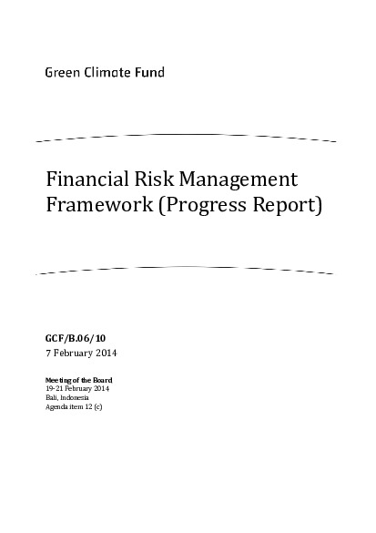Document cover for Financial Risk Management Framework (Progress Report)
