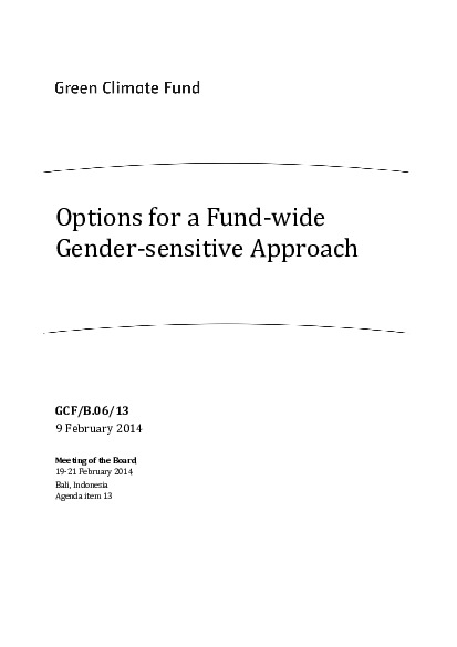 Document cover for Options for a Fund-Wide Gender-Sensitive Approach