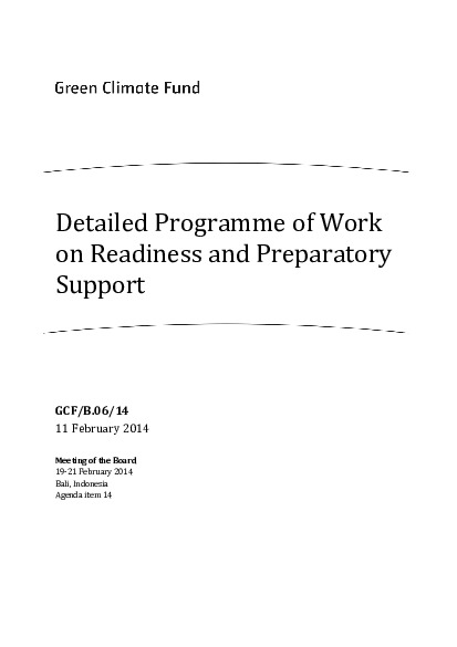 Document cover for Detailed Programme of Work on Readiness and Preparatory Support