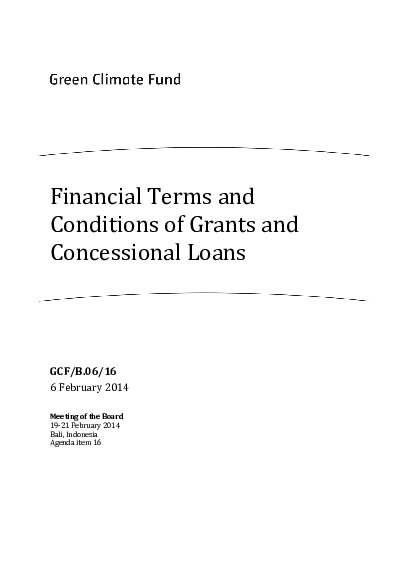 Document cover for Financial Terms and Conditions of Grants and Concessional Loans