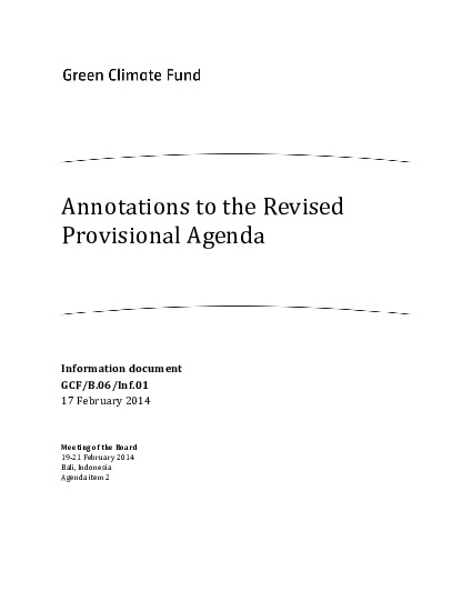 Document cover for Annotations to the Revised Provisional Agenda