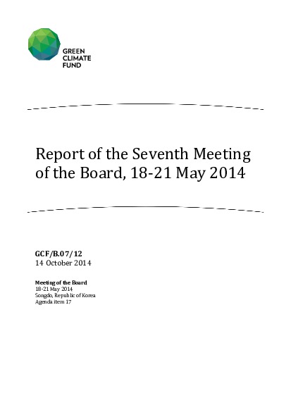 Document cover for Report of the Seventh Meeting of the Board, 18-21 May 2014