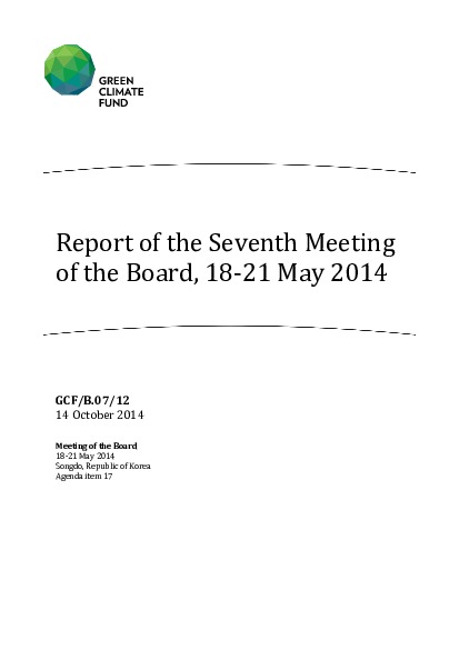 Download Report of the Seventh Meeting of the Board, 18-21 May 2014 Document cover for Report of the Seventh Meeting of the Board, 18-21 May 2014
