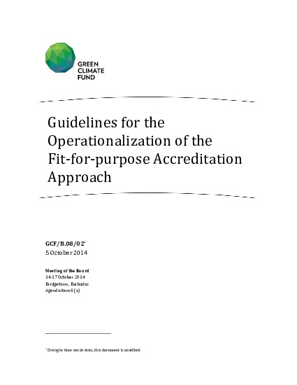 Document cover for Guidelines for the Operationalization of the Fit-for-purpose Accreditation Approach