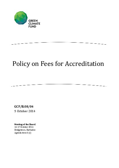 Document cover for Policy on Fees for Accreditation