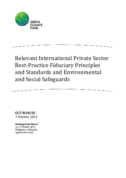 Download Relevant International Private Sector Best-Practice Fiduciary Principles and Standards and Environmental and Social Safeguards Document cover for Relevant International Private Sector Best-Practice Fiduciary Principles and Standards and Environmental and Social Safeguards
